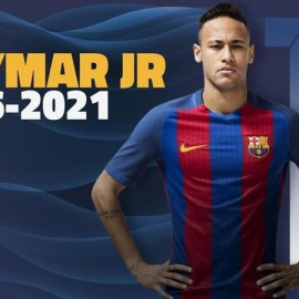 Fotografía de Neymar en el anuncio de su renovación con el Barça.