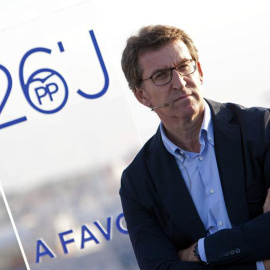 El presidente de la Xunta, Alberto Núñez Feijóo, durante un acto de campaña. /EFE