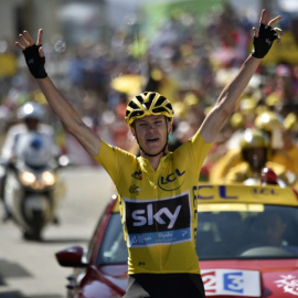 Froome levanta los brazos tras ganar la décima etapa del Tour. /AFP