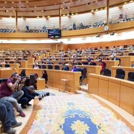 Pleno del senado durante la intervención de la ministra de Igualdad, Irene Montero, en una sesión de control al Gobierno en el Senado, a 28 de marzo de 2023, en Madrid (España).