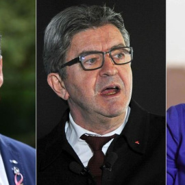 Jean Christophe-Lagarde, Jean luc Mélenchon i Danièle Obono, membres de l'Assemblea Nacional francesa