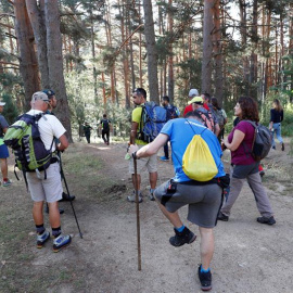 Voluntarios al inicio de las labores de búsqueda que se llevan a cabo en la sierra madrileña para buscar a Blanca Fernández Ochoa. EFE/Zipi