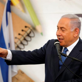 01/09/2019.- El primer ministro israelí Benjamin Netanyahu habla en rueda de prensa este domingo. EFE/EPA/Aamir Cohen