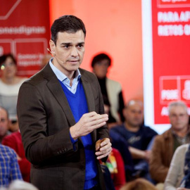 El secretario general del PSOE, Pedro Sánchez, interviene este miércoles en una Asamblea Abierta a la Ciudadanía en Toledo. /EFE