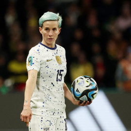 Megan Rapinoe, durante el partido que jugó con Estados Unidos frente a Suecia en el Mundial de fútbol femenino, en Melbourne a 6 de agosto de 2023