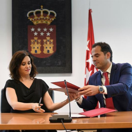 La candidata del PP a la Comunidad de Madrid, Isabel Díaz Ayuso, y el de Ciudadanos, Ignacio Aguado. - EFE