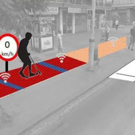 El asfalto inteligente indicaría a los patinetes eléctricos cuándo es necesario reducir la velocidad. / SINC