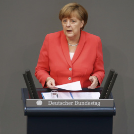 La canciller alemana Angela Merkel, durante su discurso del viernes ante el Bundestag. REUTERS