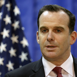 Brett McGurk, U.S. envoy to the coalition against Islamic State, speaks to during news conference at the U.S. Embassy in Baghdad, Iraq, March 5, 2016. REUTERS/Hadi Mizban/Pool/File Photo