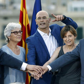 Junqueras, Casals, Romeva, Forcadell y Mas, este lunes. EFE/Andreu Dalmau