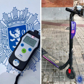 Patinete y tasa de alcoholemia de la joven. / Policía Local de Zaragoza