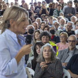 La vicepresidenta segunda del Gobierno, Yolanda Díaz, protagoniza un acto público de la Plataforma Sumar en Valencia tras su choque con Podemos por la revisión de condenas con la ley del solo sí es sí, que afecta a las posibilidades de pact