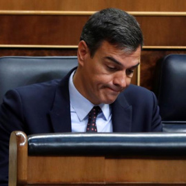 Pedro Sánchez, en el Congreso este miércoles. EFE/ Emilio Naranjo