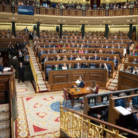 27/12/23- El presidente del Gobierno, Pedro Sánchez, se dirige a la cámara durante su última sesión de investidura en una fotografía del 16 de octubre de 2023.