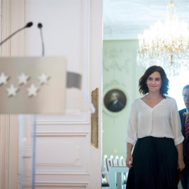 La presidenta de la Comunidad de Madrid, Isabel Díaz Ayuso, en rueda de prensa tras el primer encuentro mantenido con el alcalde de Madrid, José Luis Martínez-Almeida. /EFE