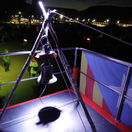 La campana, provinent de les Borges Blanques, que va marcar les campanades a Lledoners. JORDI PESARRODONA