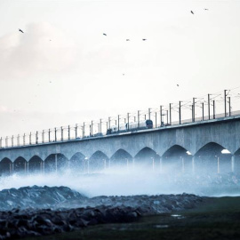 Imagen del puente del Gran Belt en Nyborg, lugar del accidente. EFE/ Tim K. Jensen