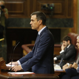 Pedro Sánchez durante sus intervenciones en la sesión de investidura.   CONGRESO