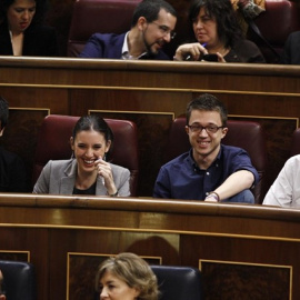 Ramón Espinar, Iñigo Errejón, Irene Montero y Pablo Iglesias en el Congreso / EUROPA PRESS