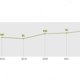 Aumento del porcentaje de mujeres periodistas encarceladas en el mundo.
