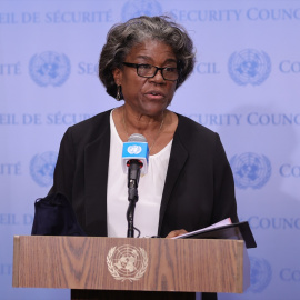 La embajadora de EEUU en la ONU, Linda Thomas-Greenfield, quien ha presentado la expulsión de Irán. Foto de ARCHIVO