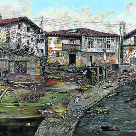 Cuadro de Santi Capanaga que se utiliza para representar la matanza de Otxandio