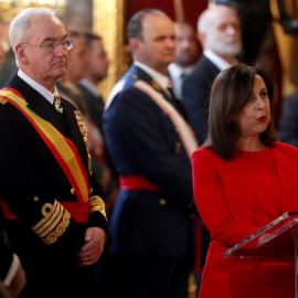 La ministra de Defensa, Margarita Robles, durante la celebración de la Pascua Militar. EFE/Chema Moya