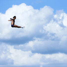El colombiano Orlando Duque en el Campeonato Mundial de Natación en Kazán, Rusia, 3 de agosto de 2015. REUTERS / Hannibal Hanschke