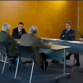 El líder del PSOE, Pedro Sánchez, en un encuentro con sus antecesores en la Secretaría General del partido. E.P.