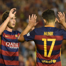 Sergi Roberto y Munir durante un partido de pretemporada. - AFP