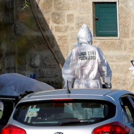 16/09/2019 - Vista de la zona precintada por el triple crimen cometido en la mañana de este lunes en la parroquia de Cordeiro de Valga (Pontevedra)