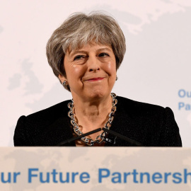 May, durante su discurso este viernes en Londres. REUTERS/Leon Neal