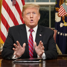 Imagen del presidente de EEUU, Donald Trump, en su úttimo mensaje a la nación. REUTERS/Carlos Barria