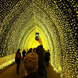 Un visitante se toma un selfie en la 'Catedral de la Luz' en Sidney, Australia REUTERS/Jason Reed
