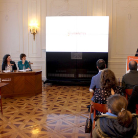 Félix Álvarez en el acto ‘Ahora es el momento’ junto a las ganaderas Marta García y Rosario Arredondo y las empresarias Gema Coria y Marta Álvaro. /TWITTER