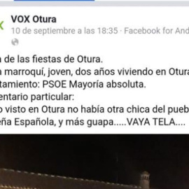La publicación de Vox de Otura en Facebook.