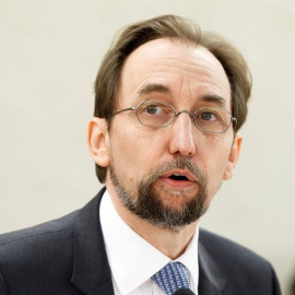 El alto comisionado de la ONU para los Derechos Humanos, Zeid Raad al Hussein, presenta el informe anual sobre la situación de los DDHH. EFE/ Salvatore Di Nolfi