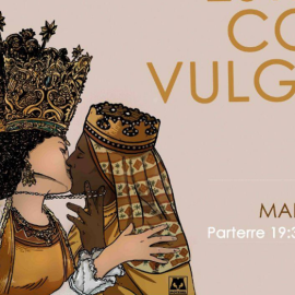 Cartel en el que la virgen de los Desamparados y La Moreneta aparecen besándose./ Edevant