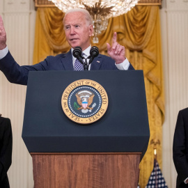 20/08/2021 Joe Biden, junto a Kamala Harris y Antony Blinkin