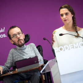 El secretario de Organización de Podemos, Pablo Echenique, y la coportavoz de la Ejecutiva de Podemos, Noelia Vera, en rueda de prensa tras el Consejo de Podemos - EFE/Luca Piergiovanni