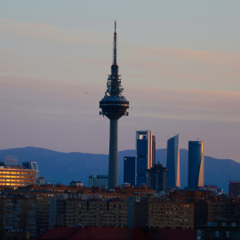 Imagen de archivo de las vistas de las Cuatro Torres de Madrid y Torrespaña, desde el Cerro del Tío Pío.