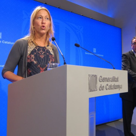 La portavoz del Govern, Neus Munté, en la rueda de prensa en la que ha explicado que la Generalitat seguirá con su hoja de ruta/EUROPA PRESS