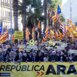 Aspecto de la manifestación convocada por la Asamblea Nacional Catalana (ANC) en Barcelona. - EFE