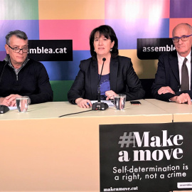 Elisenda Paluzie, presidenta de l'ANC, en la roda de premsa per presentar les mobilitzacions de l'entitat amb motiu del judici de l'1-O. EUROPA PRESS
