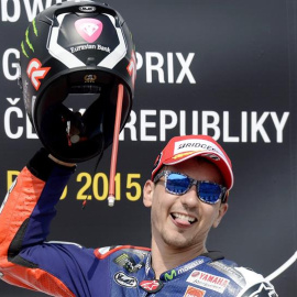 Jorge Lorenzo celebra su victoria en el GP de República Checa. - EFE