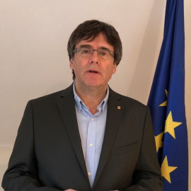 Carles Puigdemont, en un vídeo difundido durante un acto en Reus. / EP