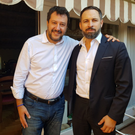 Encuentro entre los líderes de ultraderecha Matteo Salvini y Santiago Abascal en Roma. TWITTER/@Santi_ABASCAL
