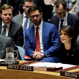 La embajadora de los Estados Unidos ante las Naciones Unidas, Nikki Haley (d). EFE/Justin Lane