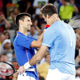 Djokovic felicita a Del Potro tras el partido./ EFE