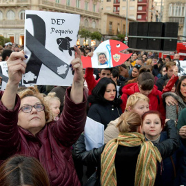 Cientos de personas durante una concentración convocada por el Ayuntamiento de Almería en duelo por la muerte de Gabriel Cruz. / EFE